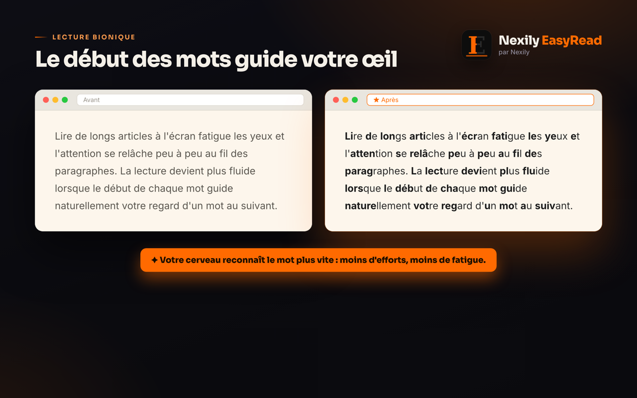 Lecture bionique réglable dans Nexily EasyRead