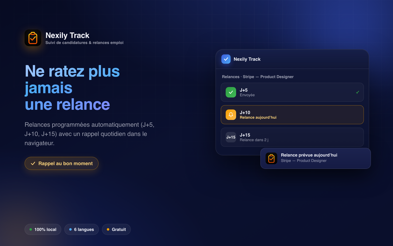Relances de candidature programmées automatiquement dans Nexily Track